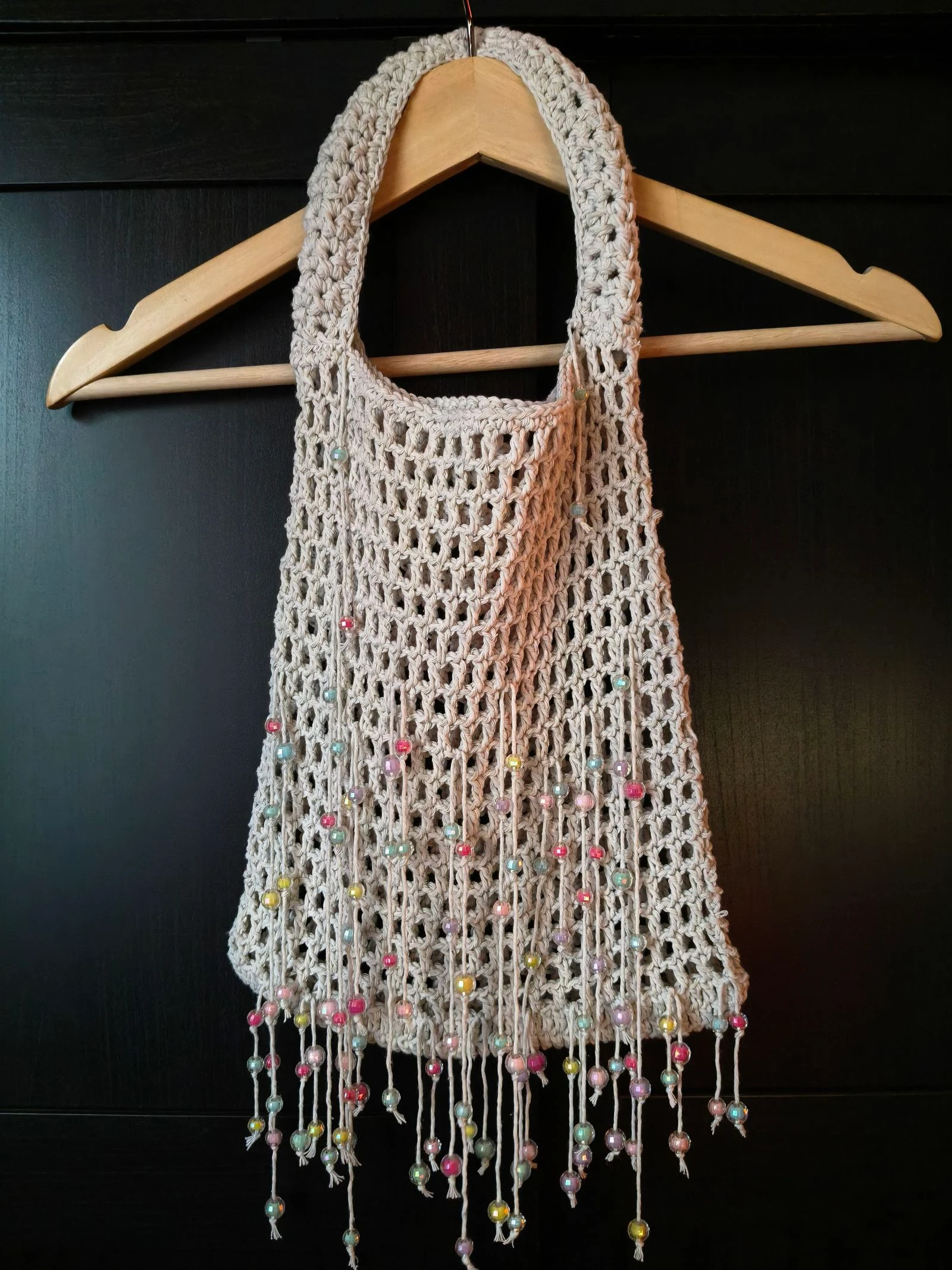 Handgemaakte bohemien kralenhaaknettas – photo 4